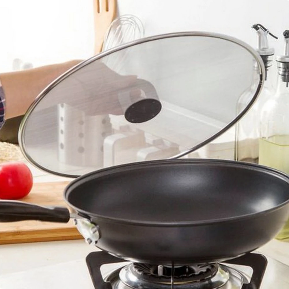 Kitchen Frying Pan Cover Oil Proofing Lid Filter Foldable Handle Splatter Screen Spill Proof Cooking Tools
