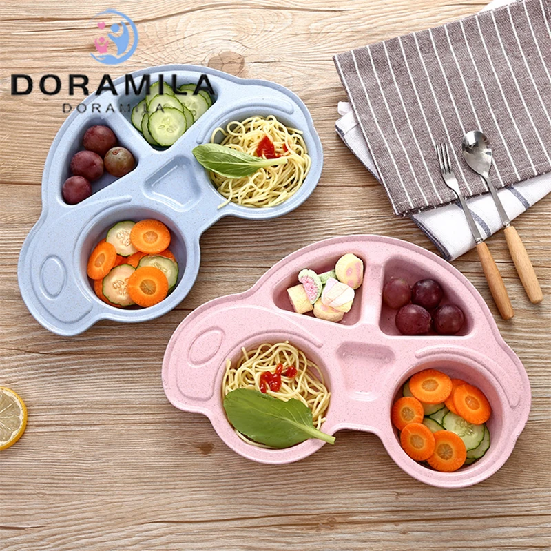 

Baby Bowl Children's Tableware Feeding Food Tableware Cartoon Car Kids Dish Dinnerware Anti-hot Training Dinner 4 Section Plate