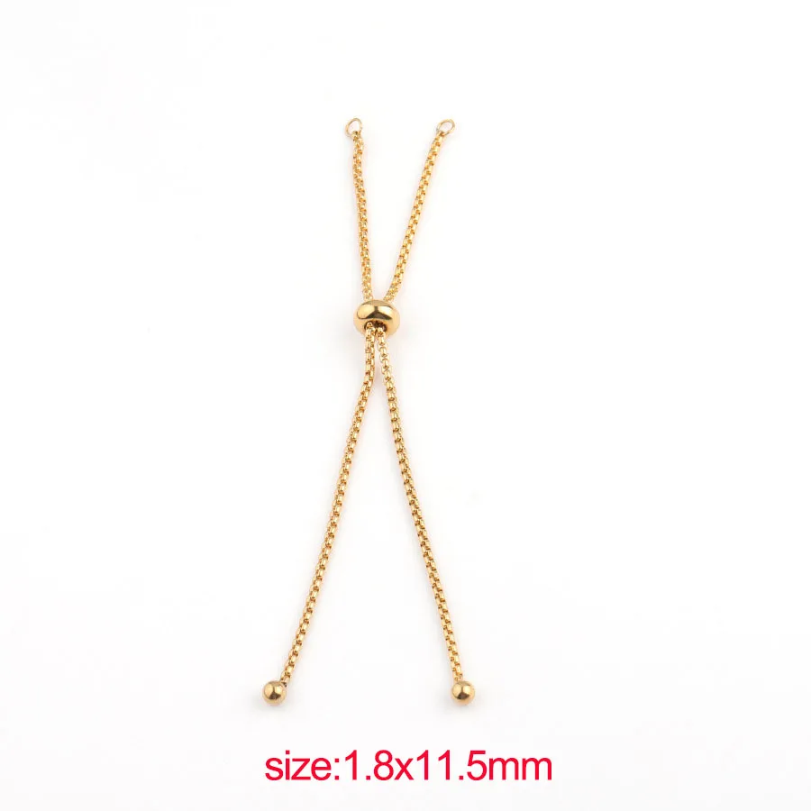 1.8x11.5mmgold Fnixtar 1,8 мм Регулируемая нержавеющая сталь коробка цепь слайдер/слайд удлинитель цепь для ювелирных изделий ожерелье браслет 11,5 см 12 шт./лот - Цвет: 1.8x11.5mmgold