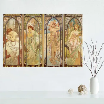 

New Arrival Custom Alphonse Mucha Canvas Painting Poster Home Decor Cloth Fabric Wall Art Poster for Living Room