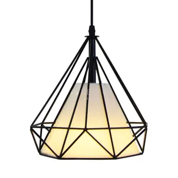 

Restaurant Chandelier Wrought Iron Diamond Lamp Geometric Personality Bar Clothing Store Creative Simple Hanging Line Lamps