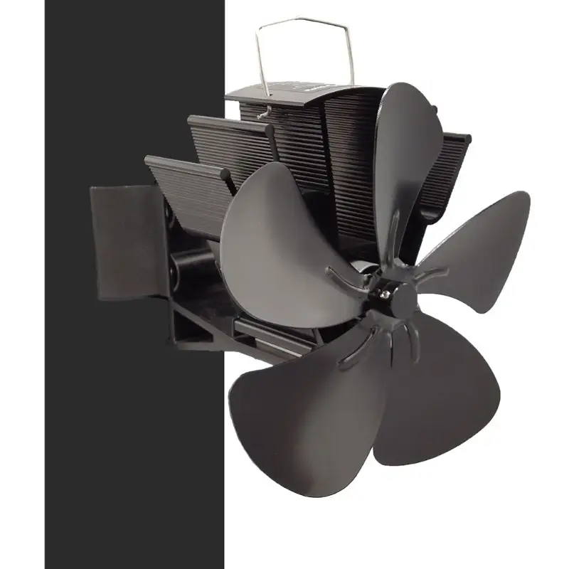 

5 Blades Heat Powered Stove Fan Wall Mounted Magnetic Thermometer for Large Room 23GB