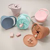 BPA Free Kids Silicone Food Storage Box Solid Color Baby Snack Cup Portable Children Snacks Container With Lid 3