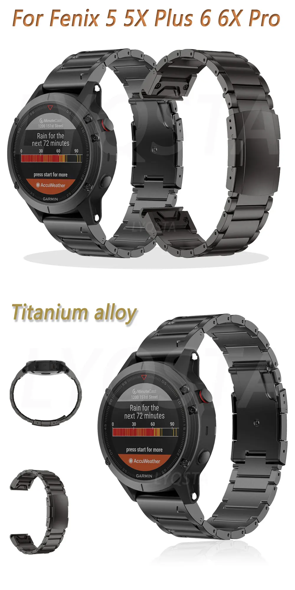 titânio pulseira para garmin fenix 6 6x