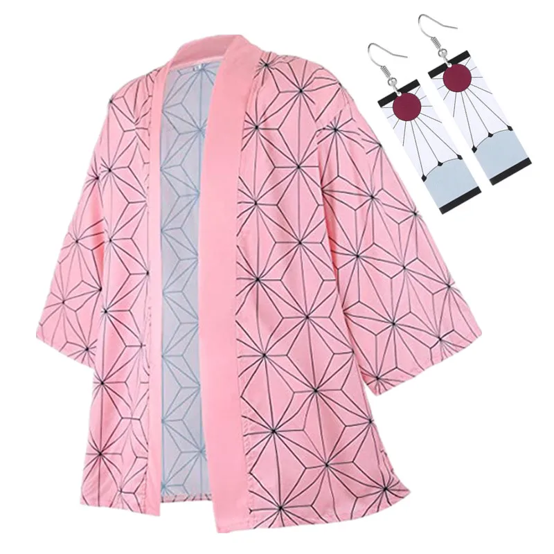 Demon Slayer Kimetsu No Yaiba Haori Kimono Cosplay Costume Agatsuma Zenitsu Kochou Shinobu Summer Coat Shirt Anime Clothing