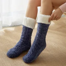 Зимние теплые носки, толстые флисовые Носки с подкладкой, женские мягкие теплые уютные Пушистые Носки-Тапочки