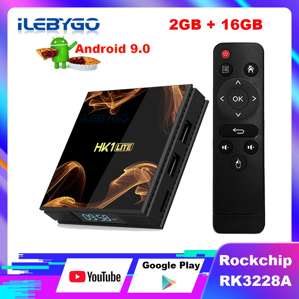 HK1 LITE ТВ приставка Android 9,0 Rockchip RK3228A Смарт ТВ приставка 28нм Четырехъядерный 4K HDR 2,4G Wifi Google плеер 2 Гб 16 Гб телеприставка