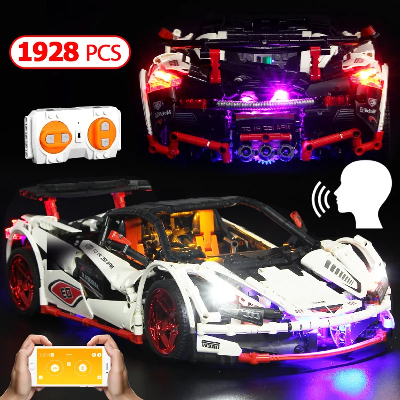 

1928PCS 1:10 RC Racing Car Model Building Blocks Legoingly Technic Blcoks Remote Control and APP Phone Control Toys for Children