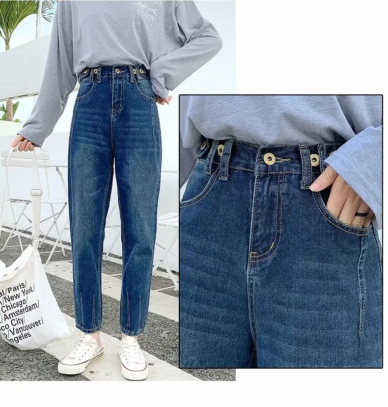 S-5XL осенние женские джинсы повседневные шаровары женские эластичные джинсы с высокой талией женские джинсы больших размеров Джинсы бойфренда для женщин