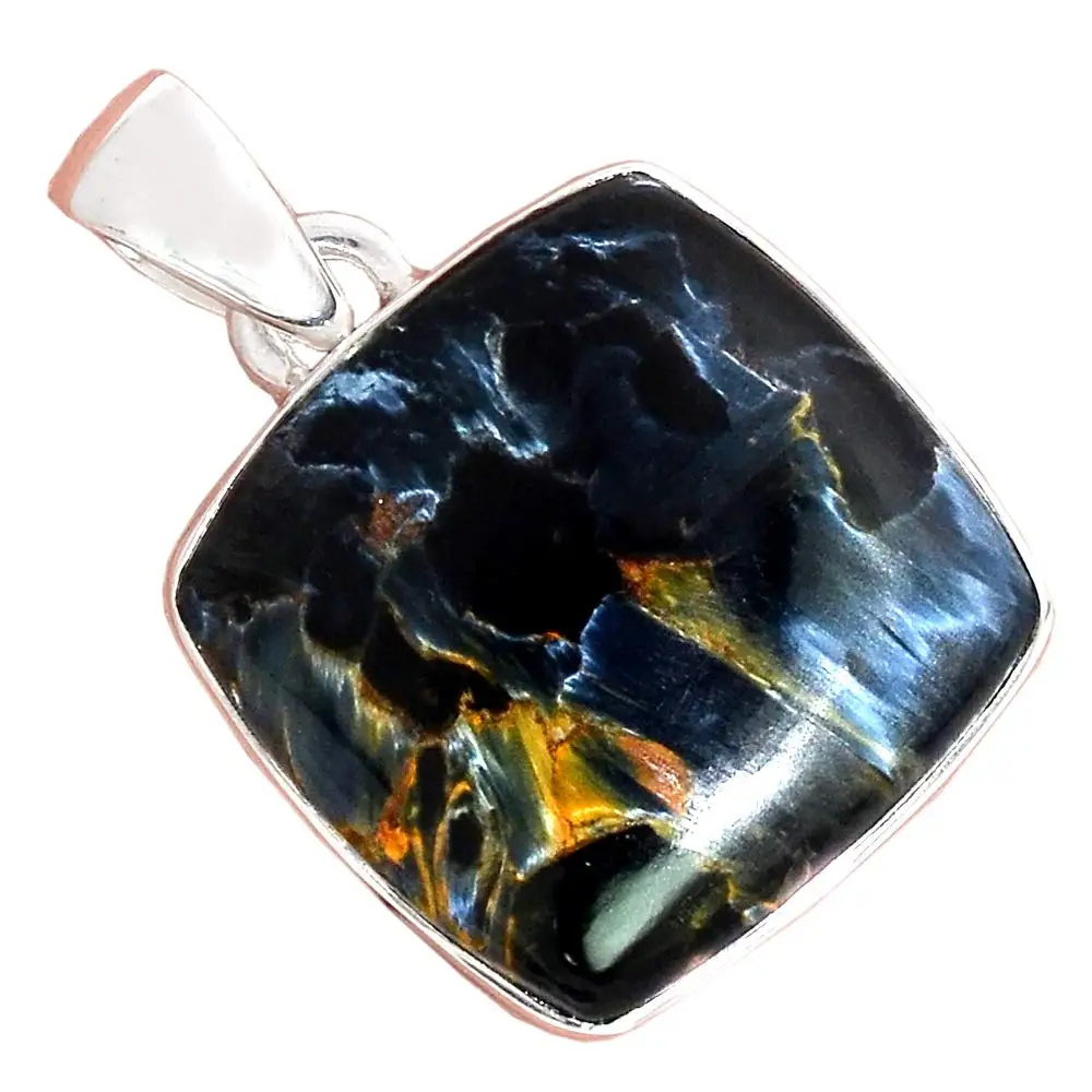 

Genuine PIETERSITE CAB Pendant 925 Sterling Silver, 32.6 mm, AP6640
