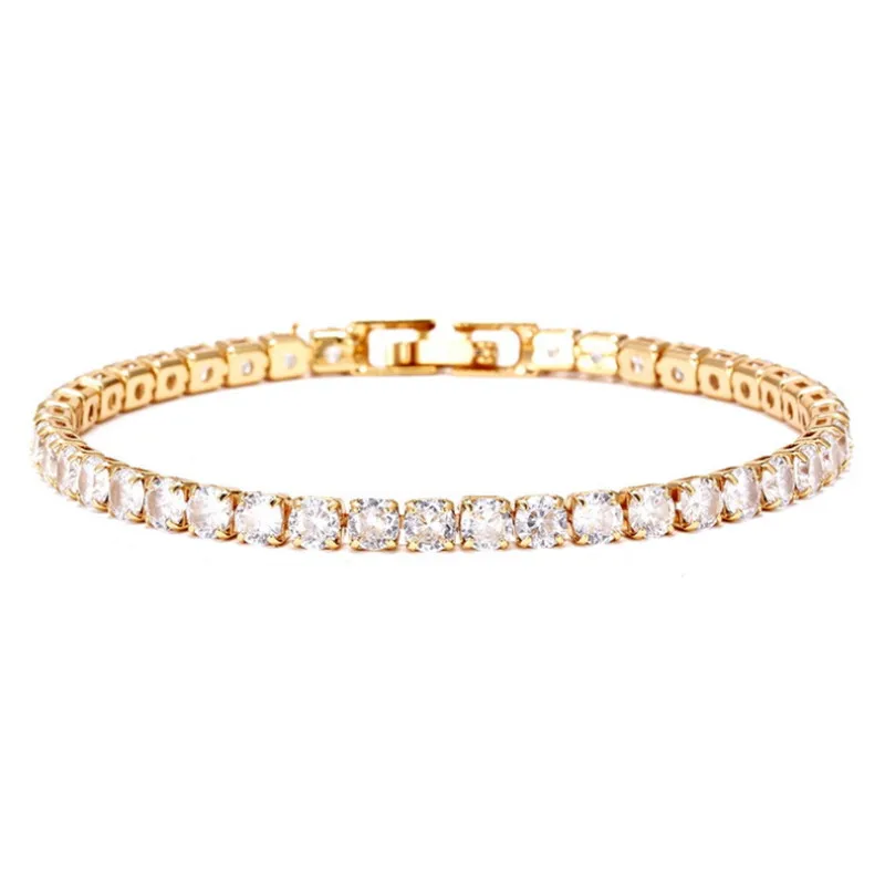 Мужские AAA кубический цирконий браслет цепочка хип хоп ювелирные изделия со льдом Отделка 1 ряд золото CZ браслет звено подарок на день рождения дамы