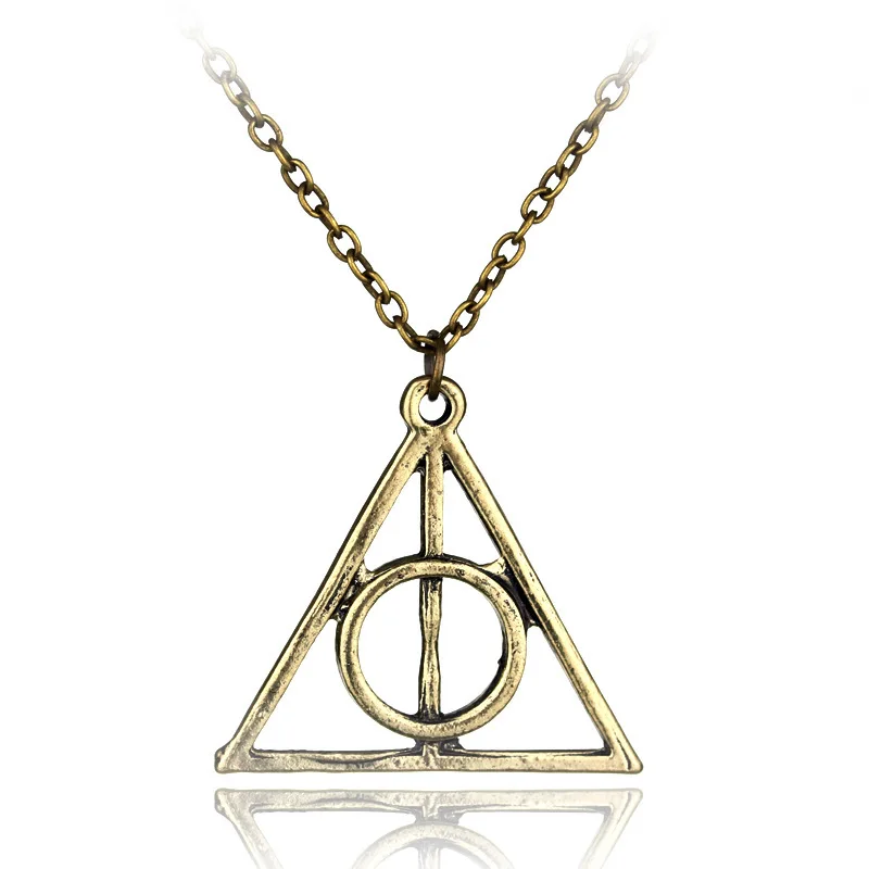 

Go Triangular Harry Potter Luna. Lovegood Middle Resurrection Stone Rotatable Death Hallows Necklace