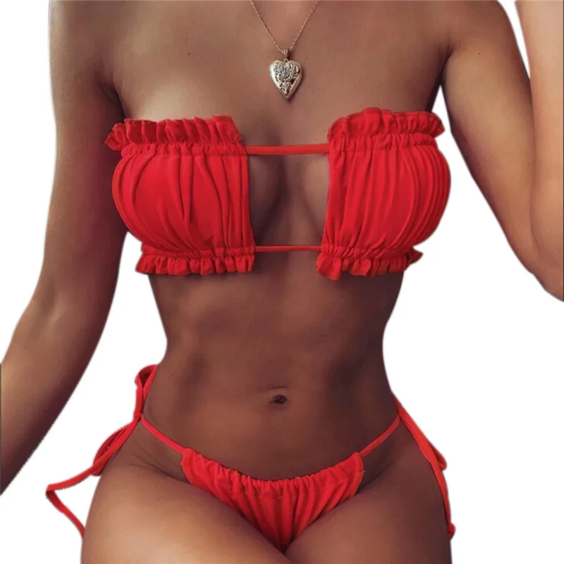Women Swimsuit Women Two Piece Sets Women Swimsuit Bikini Bandeau Micro Push up Two-piece