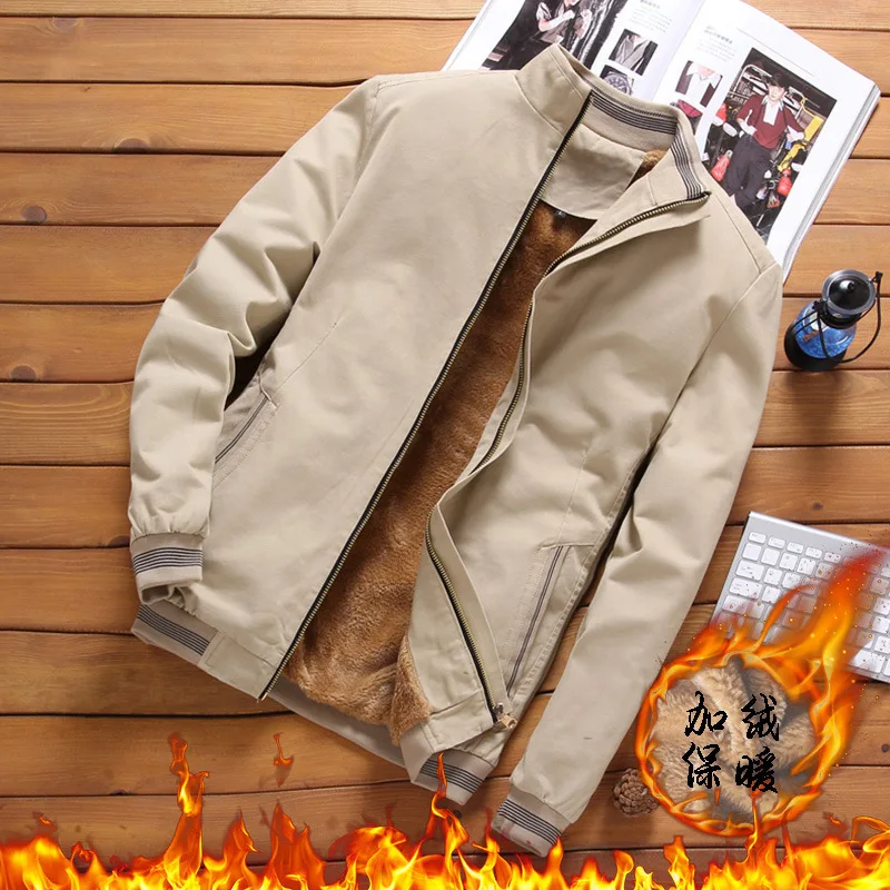 

[LIMITED Time] Spring Autumn Winter Jacket Men's plus Velvet Korean-style Slim Fit Fashion Youth Casual Washed Cotton Coat