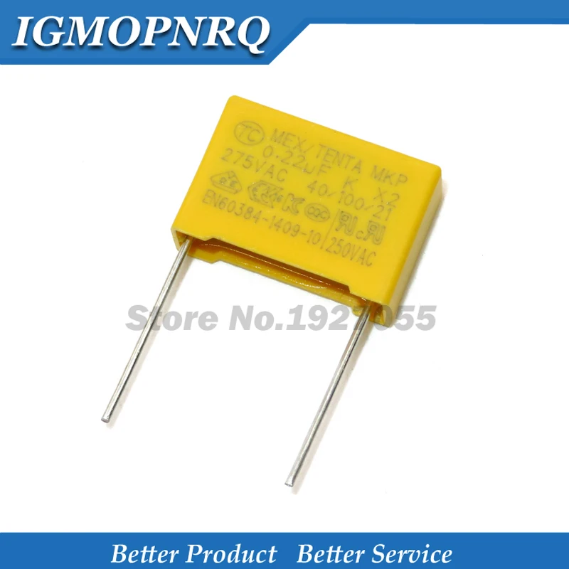 X2 Safety capacitor 15mm 275VAC 275V 0.022UF 0.047UF 0.1UF 0.15UF 0.22UF 0.33UF 0.47UF 0.68UF 1UF Polypropylene film 10pcs Safety Capacitor Polypropylene Film Capacitor