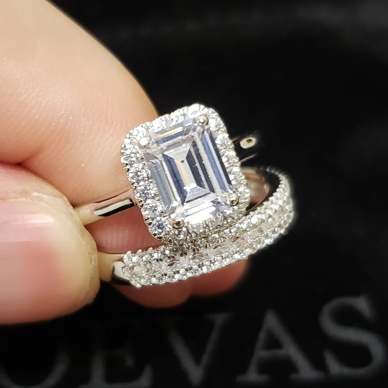 OEVAS 100% 925 Sterling Silver Bridal Rings Set Sparkling Full High Carbon Diamond Wedding Engagement Party Fine Jewelry Gifts