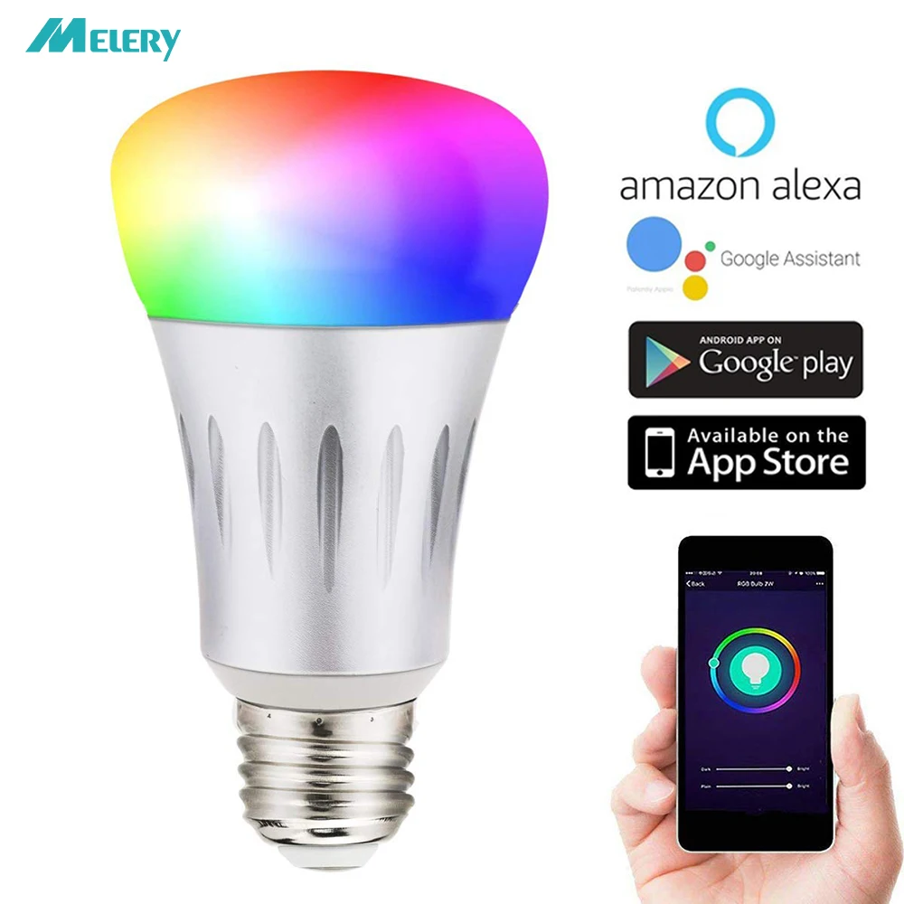 WiFi Smart LED Light Bulbs E26 E27 7W Lamp RGB Warm White Dimmable Color Changing A19 60W Equivalent Work with Alexa Google Home | Освещение