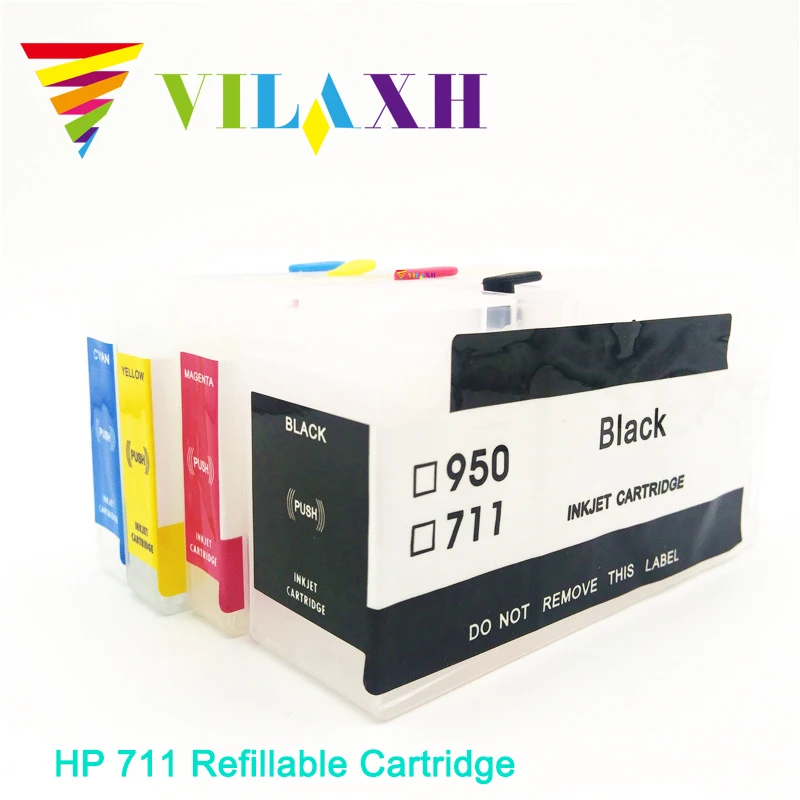 Vilaxh пустой перезаправляемый картридж Замена для hp 711 designjet T120 T520 принтера с одним чипом времени