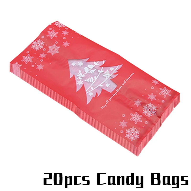 WEIGAO, Рождественская Подарочная коробка, сумки для конфет, Navidad, рождественские украшения для дома, пакет для печенья, сумка, новогодние, рождественские, вечерние, подарочные сумки - Цвет: 20pcs plastic bag