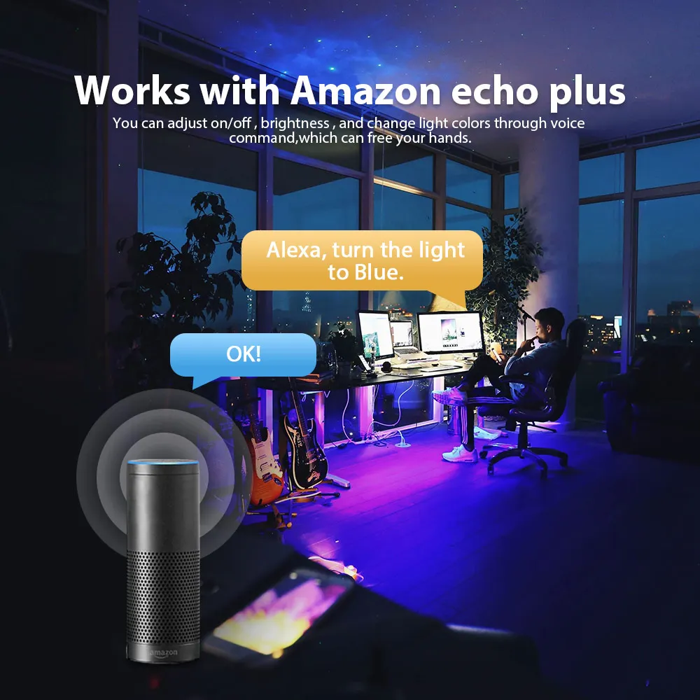 2 м ZigBee 5 В USB Светодиодная лента RGBCCT Smart Ambilight ТВ Полоса света от Alexa Echo Plus Голосовое управление Zigbee концентратор Smartthings