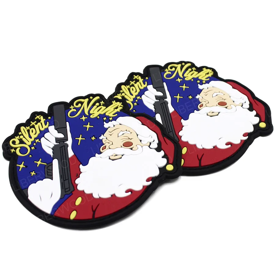 LIBERWOOD Рождество тихая ночь патч ПВХ резиновый Отец Рождество Санта Клаус Kriss Kringle с пистолетом ледяное варенье боевой Знак Патч