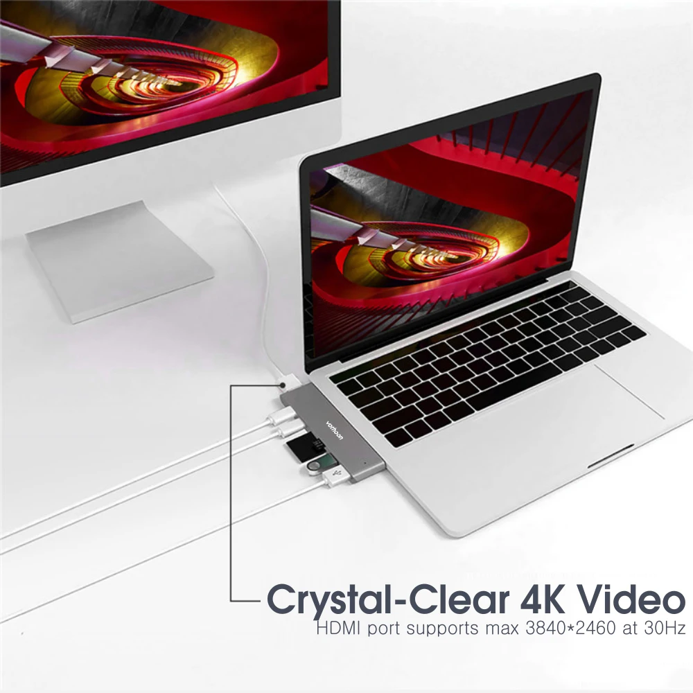 Votoon USB C концентратор для мульти USB3.0 HDMI USB концентратор для MacBook Pro Air USB сплиттер 7 портов Thunderbolt 3 концентратор двойной usb type C концентратор