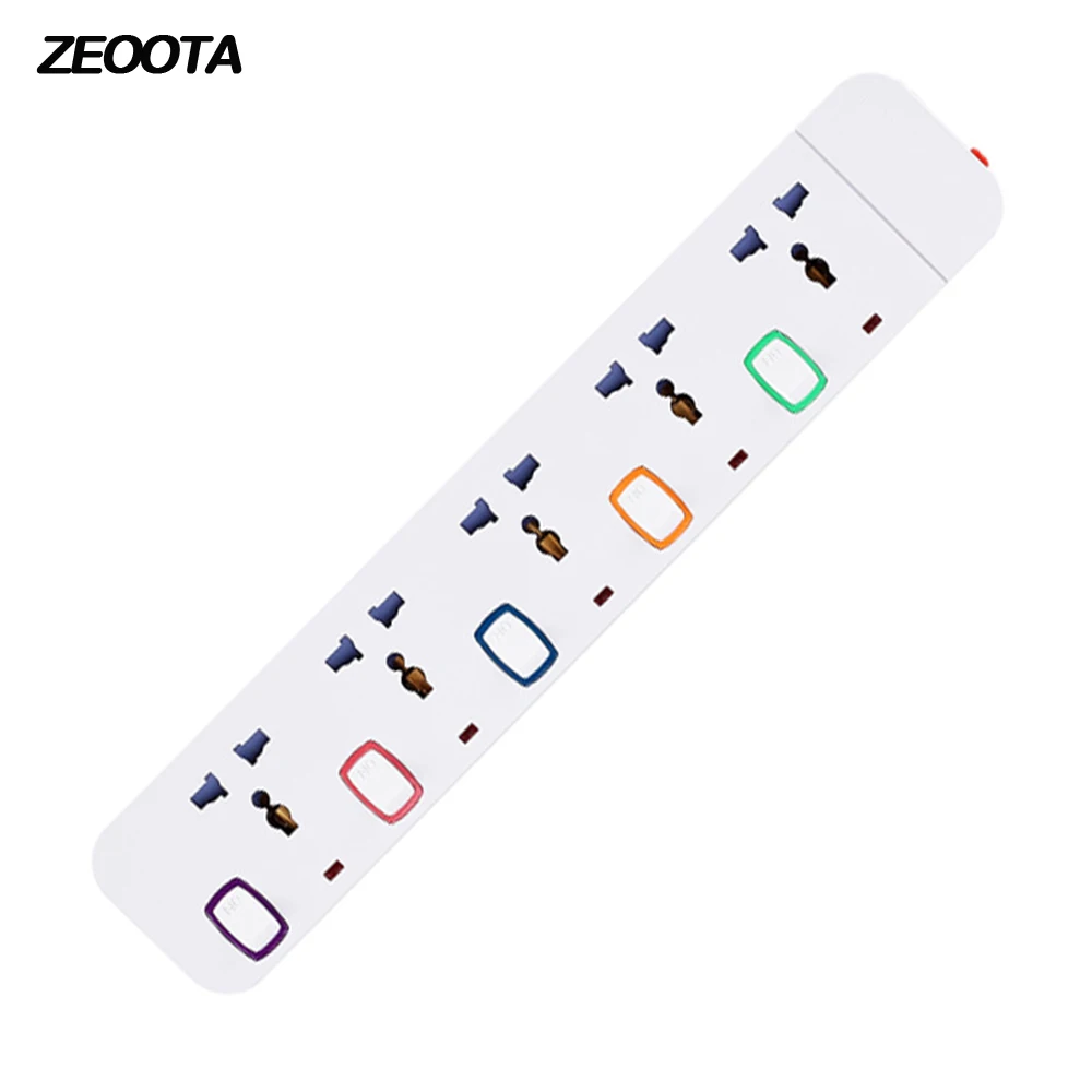 

Mutil Power Strip Surge Protector 5 Universal Electrical Outlets Plug Socket Individual Switch 5m/16.3ft Extension Cord Extender