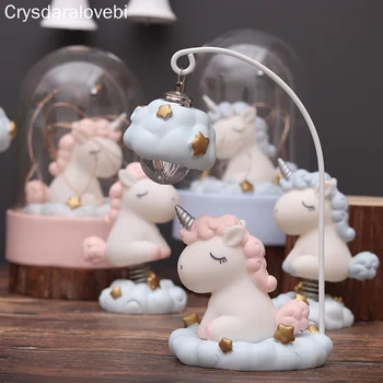 

Unicorn Night Light Money Box LED Unicorn Shape Music Box Hourglass Home Docor for Children Gift Bedroom Glass Cover Decor