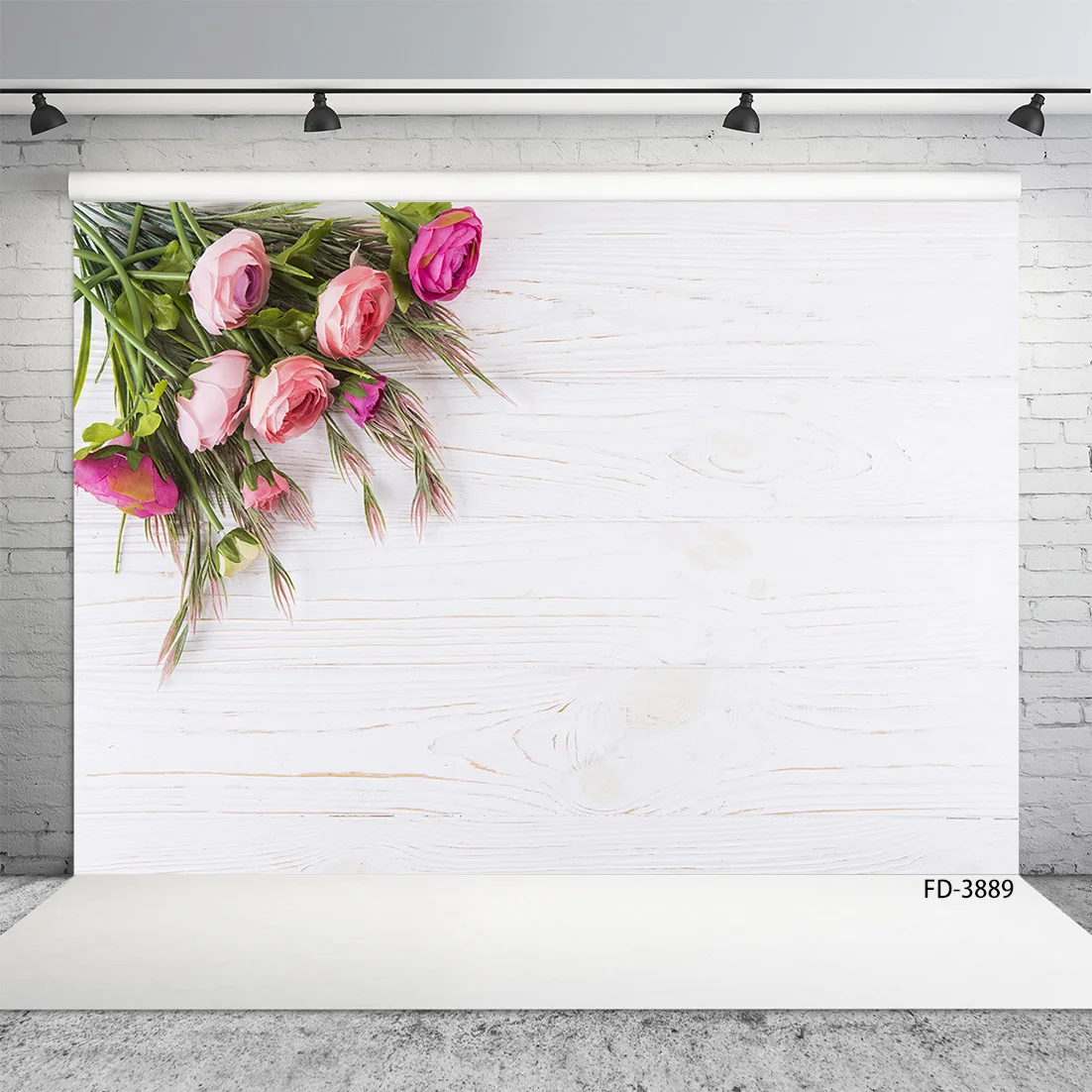 Фотофон для фотостудии Love Baby Shower с цветами и деревянной доской настенный