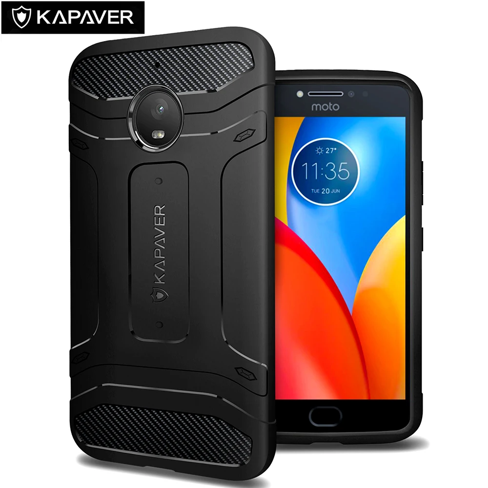 

Kapaver Luxury Official Silicone Phone Case For Moto E4 Plus Case Rugged Solid Black Shock Proof Resistant Protection Slim Armor