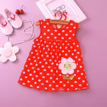 Новая летняя одежда для малышей хлопковое платье без рукавов с принтом сзади платье-майка для девочек одежда и платья для девочек