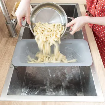 

Over the Sink Colander Strainer Basket Wash Vegetables Fruits Drain Dry Dishes Extendable Home Kitchen DEC889