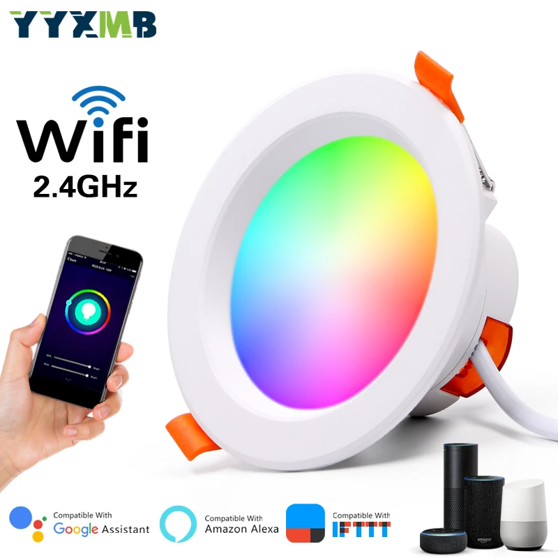 YYXMB LED Down light WiFi Smart life Ceiling Downlight APP RGB Warm Cool Changing Color with 7W 9W Alexa Google Home YYXMB LED Down light WiFi Smart life Ceiling Downlight APP RGB Warm Cool Changing Color with 7W 9W Alexa Google Home