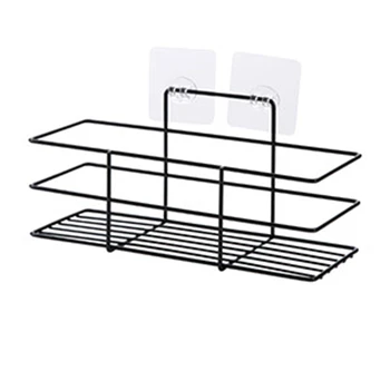 

Bathroom Storage Racks Kitchen Paste Type Storage Shelf Condiment Toiletries Organizer For Home Kitchen Black