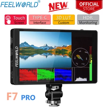 FEELWORLD 터치 스크린 3D LUT DSLR 카메라 필드 디렉터 AC 모니터, F970 외부 전원, 4K 60Hz HD, 7 인치, F7 PRO 설치