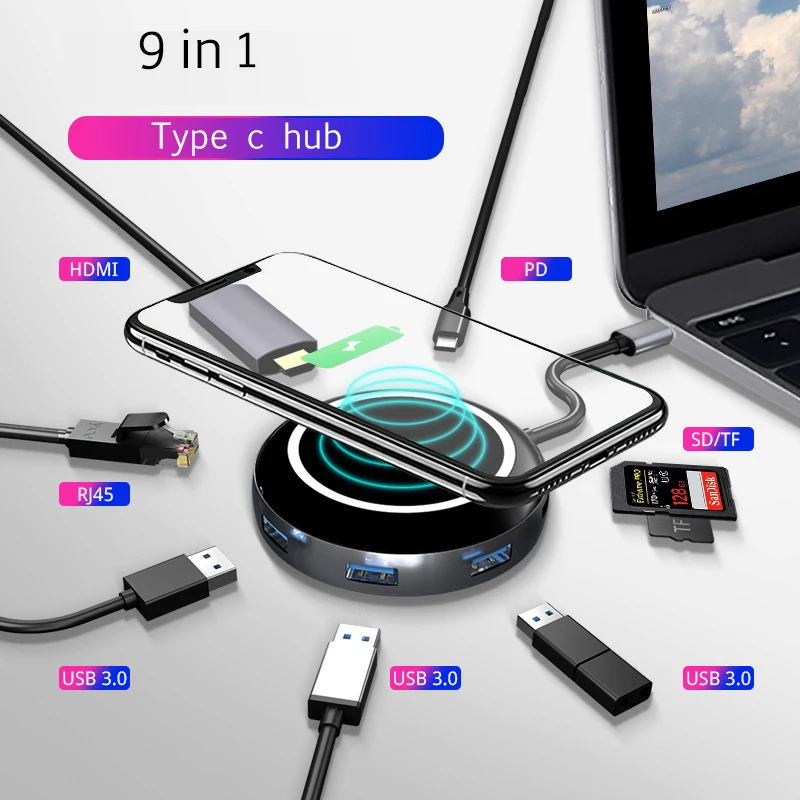Док-станция 9 в 1 с портом USB Type-C HDMI 3 0x3 | Компьютеры и офис