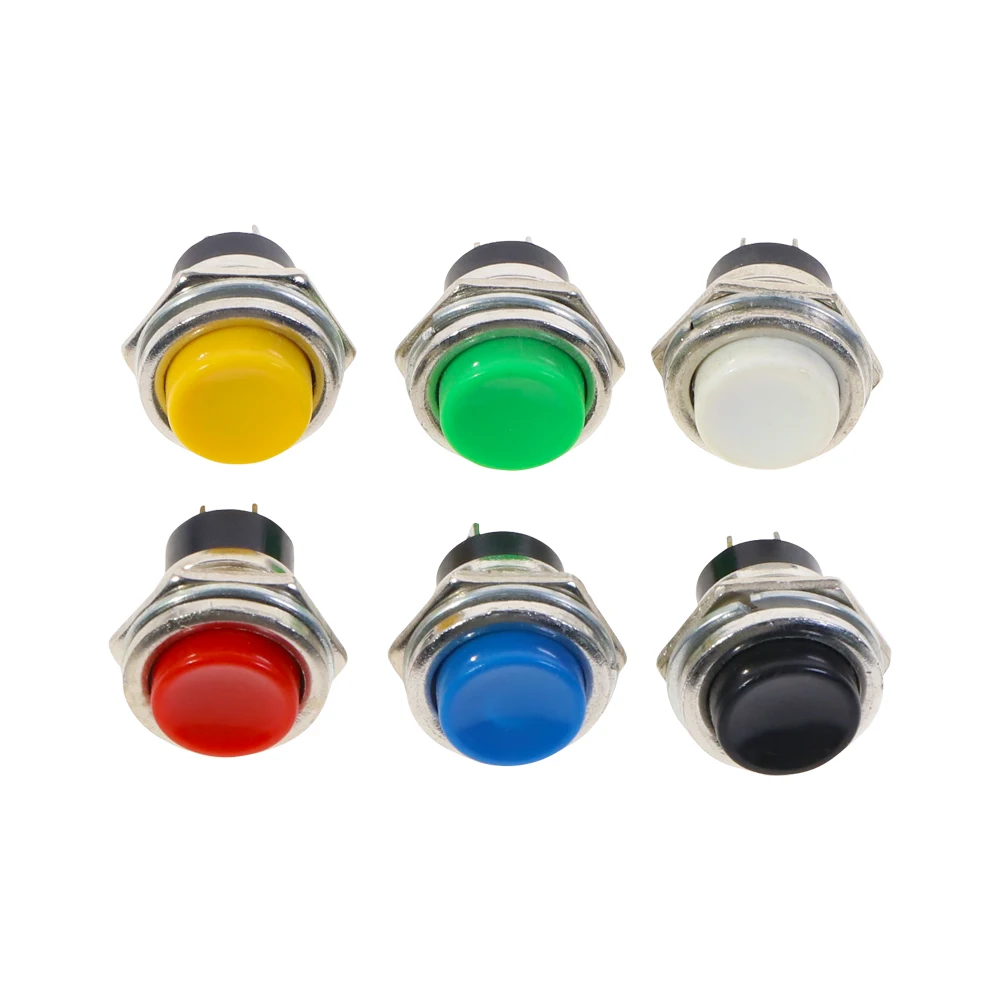Yellow Off- Momentary Round Push Button Switch 12mm SPST On 