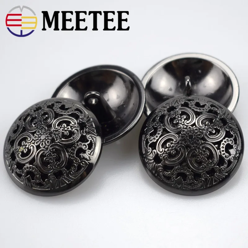 20pcs Meetee 15/18/20/23/25mm Hollow Metal Buttons Round Coat Button for Clothing Sewing Decor Accessories DIY Material Craft