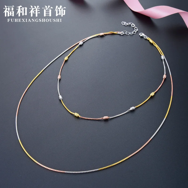 

Korean-style Hot Selling S925 Sterling Silver Necklace Women's 1.2 Octagonal Box Aberdeen Bag 3.0 Oblique Knife Column Processin