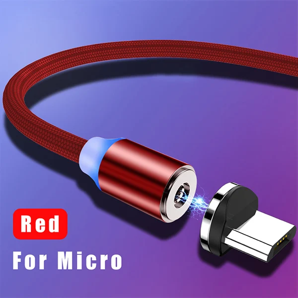 ACCEZZ Магнитный USB кабель для быстрой зарядки для iPhone 11 Pro Max XS X 8 7 Micro usb type C для Xiaomi 9 huawei Магнитный зарядный провод - Цвет: For Micro usb Red