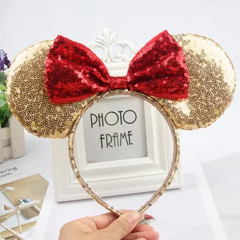 

Mickey Ears Christmas Headbands Girls Bows Cartoons Ears Sequin Headband Hair Accessories Kid Women Head Band Party Celebration