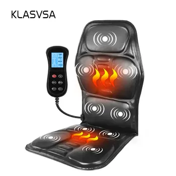 KLASVSA Electric Portable Heating Vibrating Back Massager Chair In Cussion Car Home Office Lumbar Neck Mattress Pain Relief