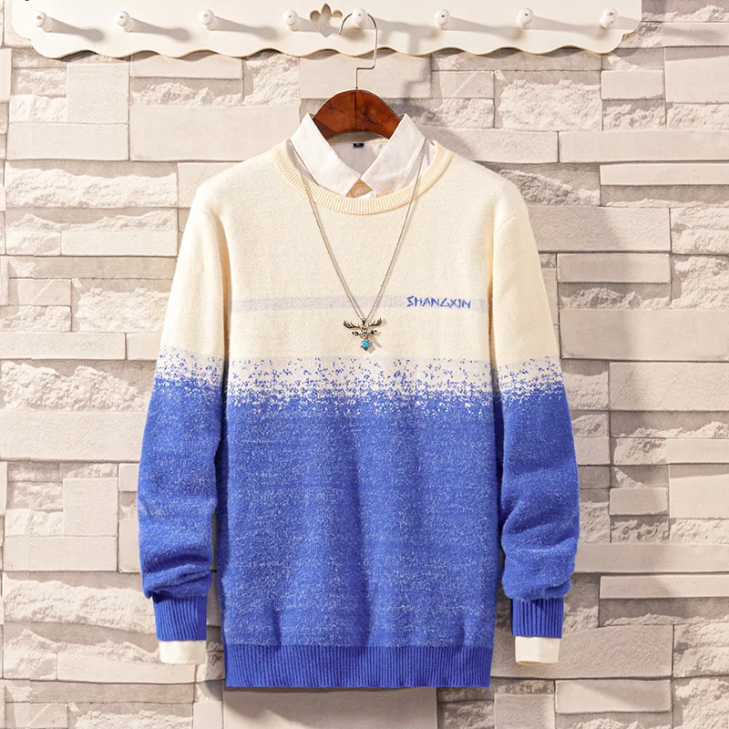 

2020 Winter Casual Men's Sweater O-Neck Striped Slim Fit Knitted Mens Sweaters Pullovers Knittwear Pullover Men Pull Homme M-3XL