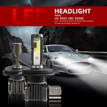 

Kit Headlight High Low Beam 2pcs Car Auto H4 9003 HB2 6000K White LED Light