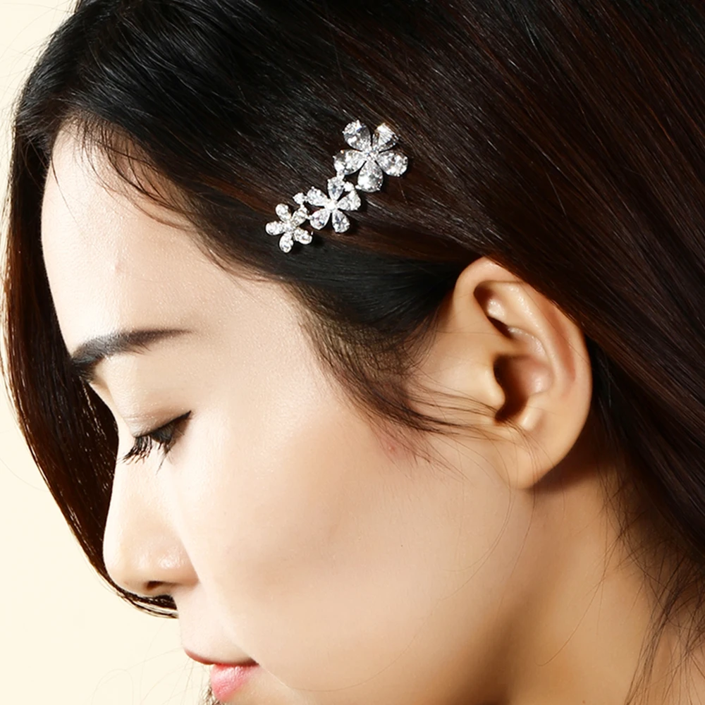 

Beautiful Hair clip Pave setting cubic zirconia crystal Luxury Barrettes for wedding Bridal accessories