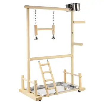 

Wooden Parrot Swing Toy Pet Bird Stand Ladder Double Layer Wooden Bird Stand Ladder Parrot Swing Toy Pet Bird Play Stand Toy