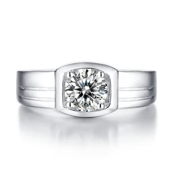 

Simple 1 Carat Mosanite wedding rings for men Top quality 925 Sterling silver Sparkling Engagement party jewelry bague male ring