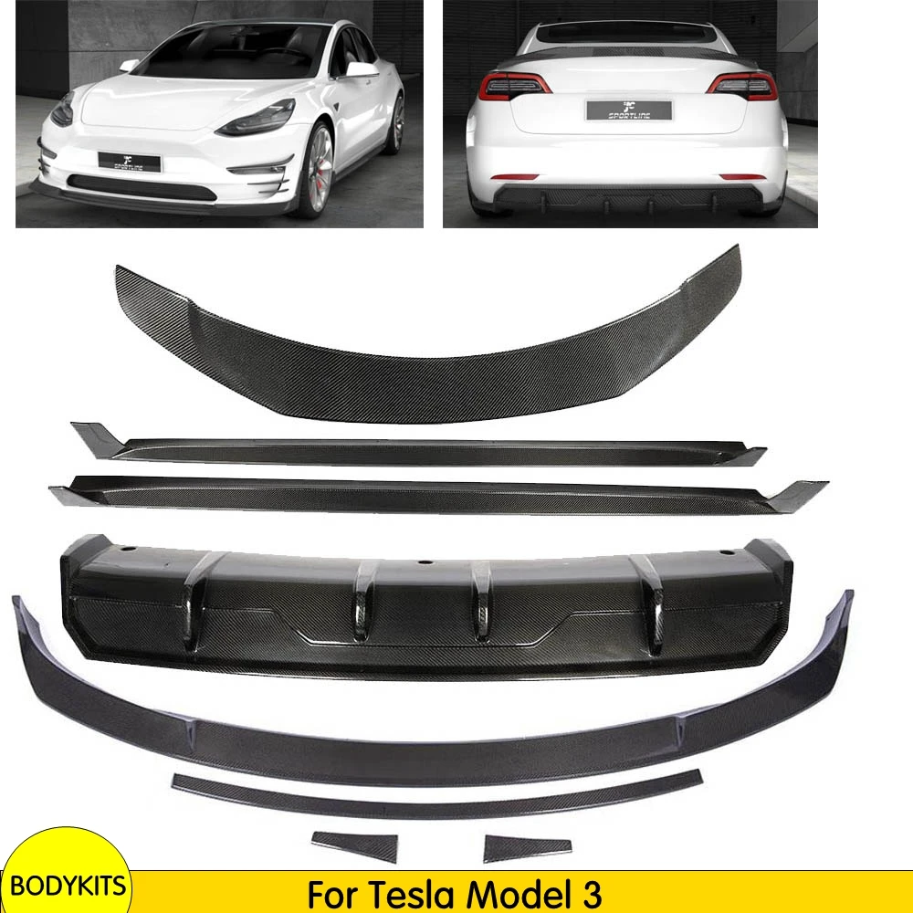 

Carbon Fiber Full Body Kit for Tesla Model 3 Sedan 2016-2019 Rear Diffuser Spoiler Front Lip Side Skirt