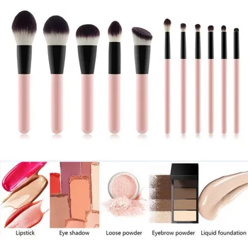 

Pretty Comy 11 Pcs /Set Loose Powder Foundation Brush Eyeshadow Lip Blush Brush Set Makeup Tools Makeup Brush