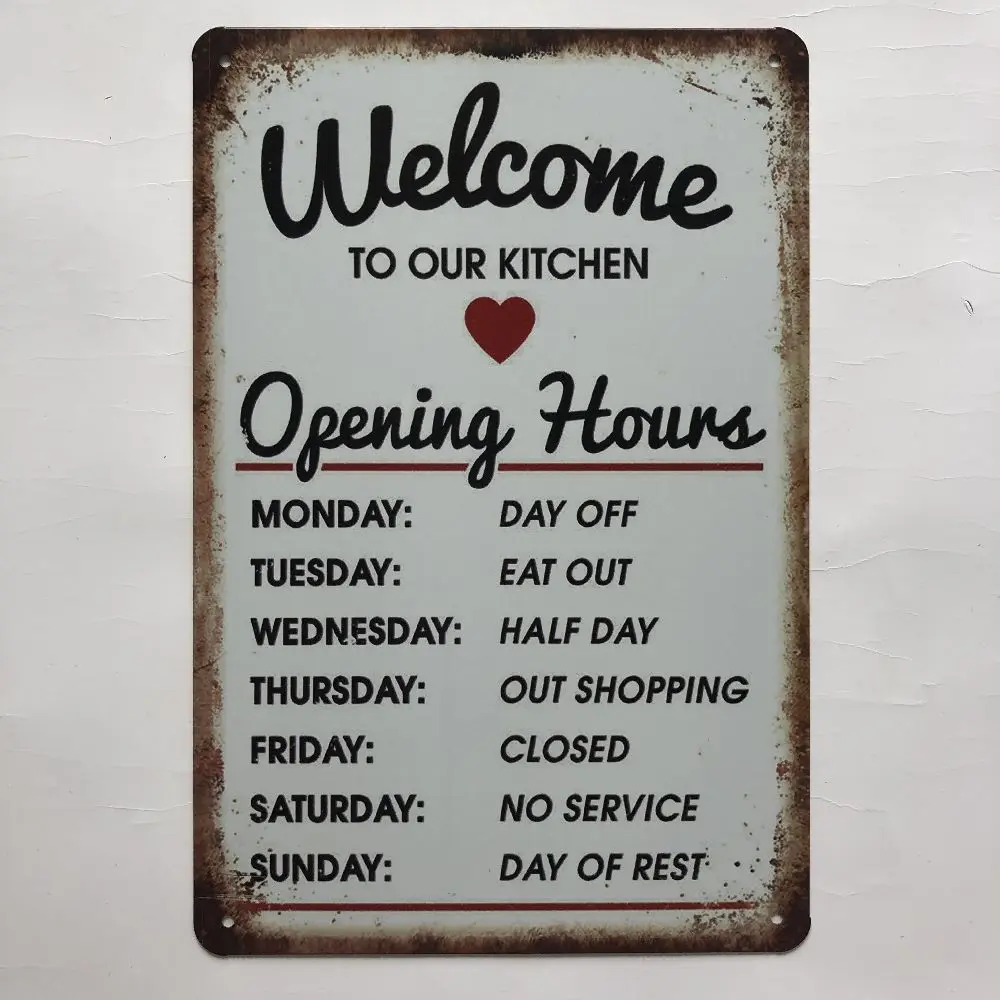 

Welcome To Our Kitchen Tin Plate Motor Pin up Parking Only Custom Metal Sign Retro Wall Painting Chritmas Gift 20*30 CM Decor
